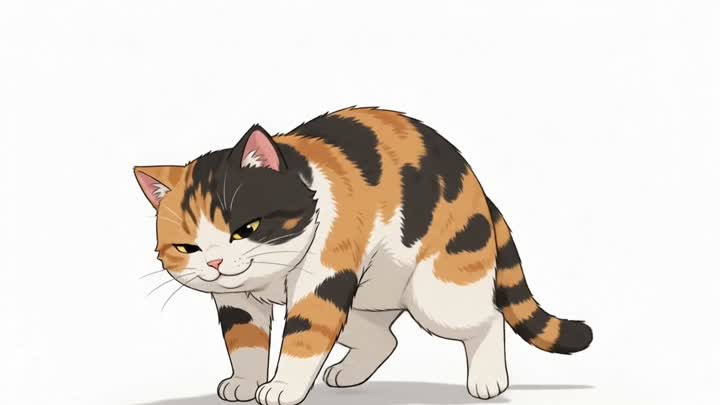 Cat leaning forward in a hip hinge